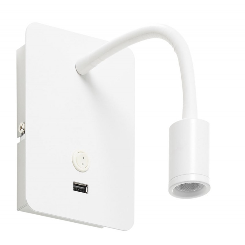 Applique Tête De Lit Blanche Flexible Focus Avec Port Usb