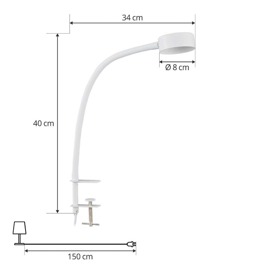 Lampe à pince en métal moderne, Jyla
