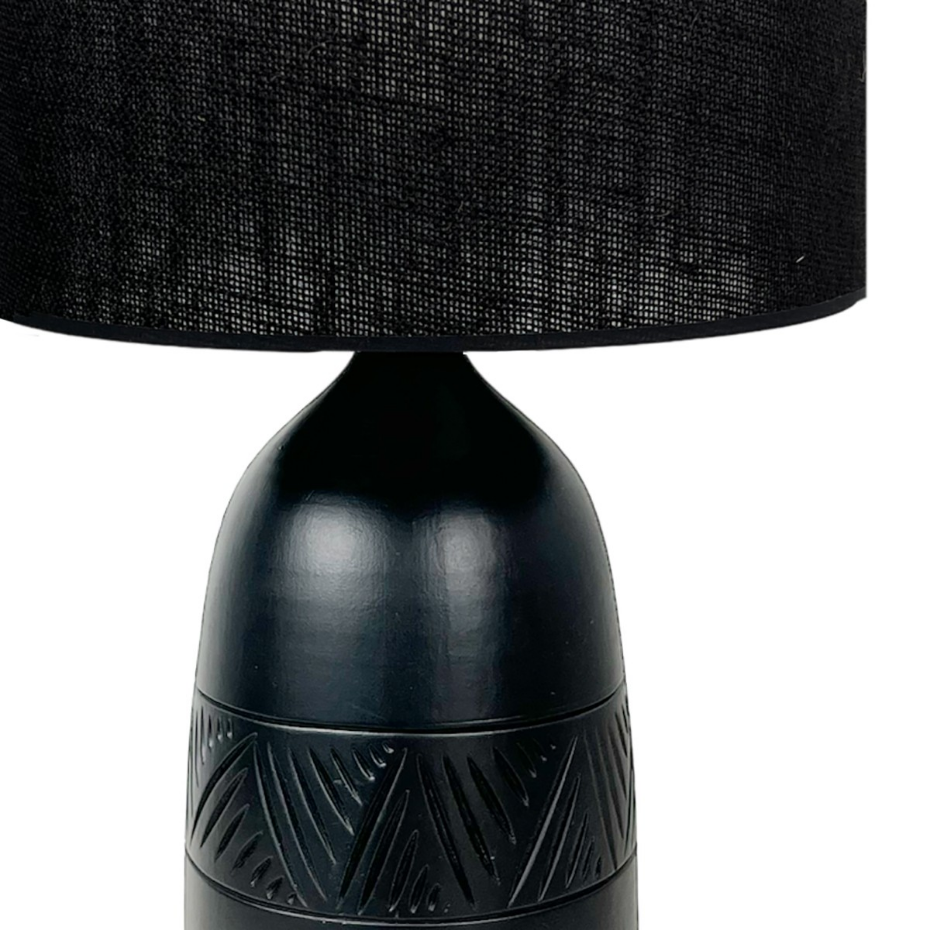 Lampe en terre cuite avec abat-jour jute, KÉO INCA