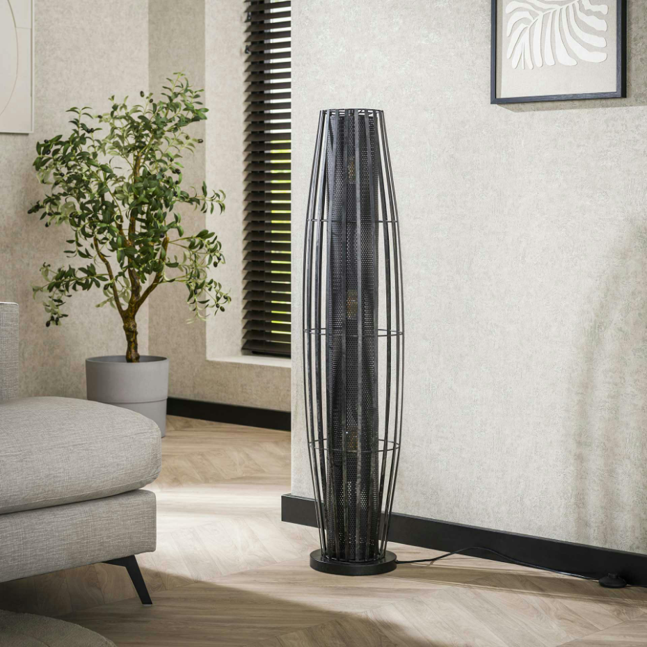 Lampadaire design avec cylindre en métal perforé 120 cm RALF