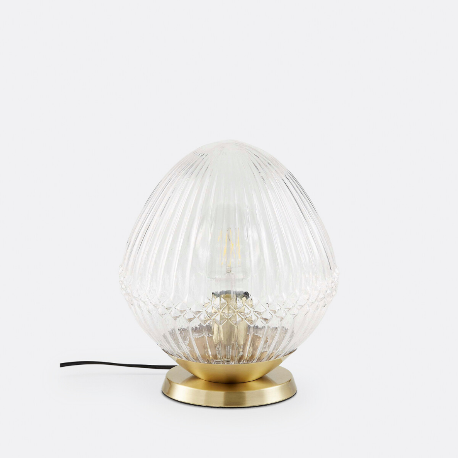 Lampe à poser laiton et verre strié, Ari