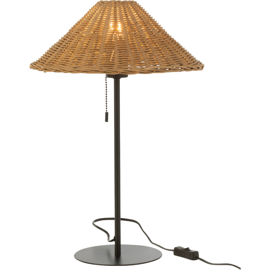 Lampe de salon en métal et rotin ronde