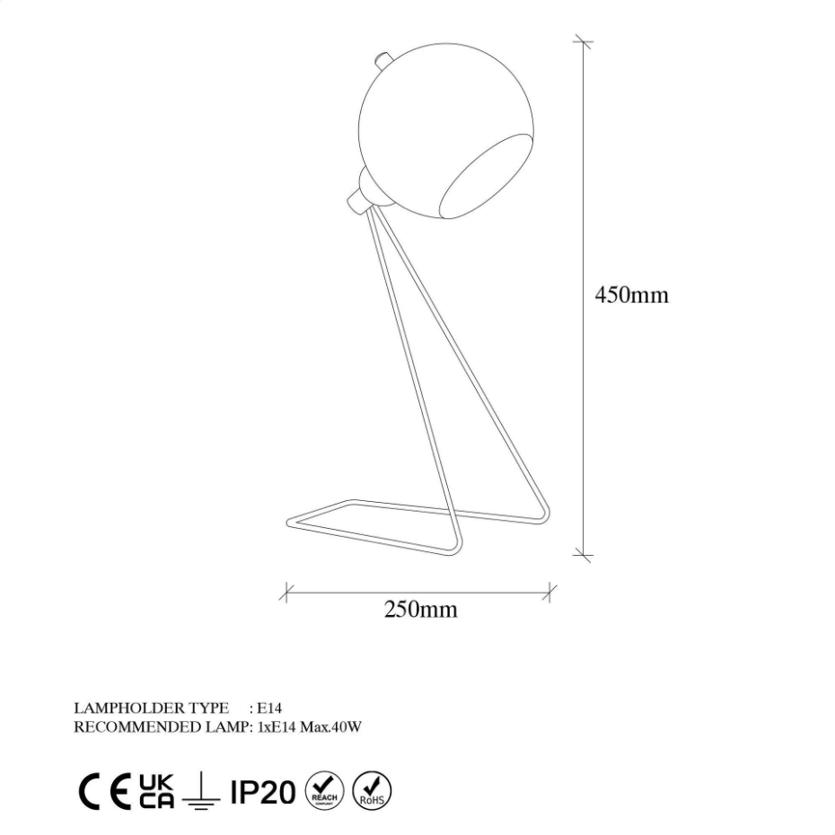 Lampe à poser design noire, abat-jour rond en métal SILE