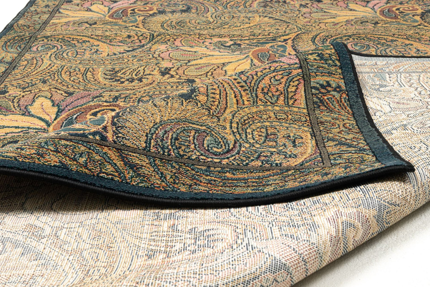 Tapis tissé à poils courts avec motif floral et bordure - Gabiro