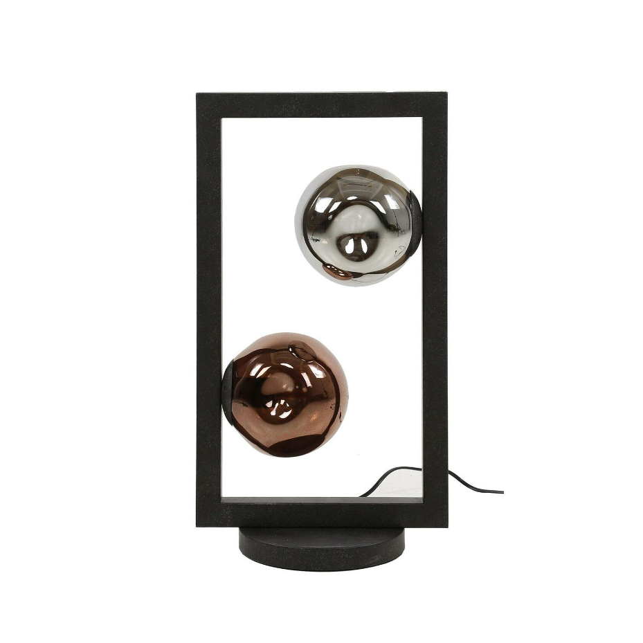 Lampe à poser avec cadre 2 abat-jour en verre déformé NIAGARA