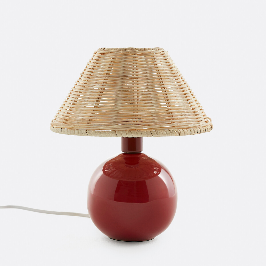 Lampe à poser céramique et rotin, Alios