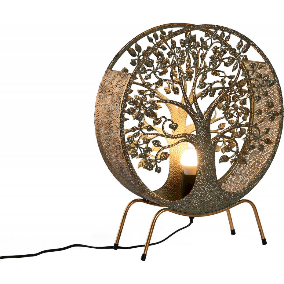 Lampe de table en métal motif arbre design