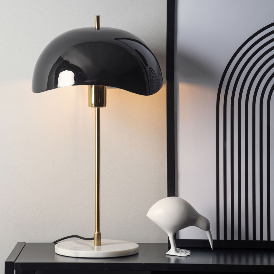Lampe à poser en métal et marbre- WAVED DOME