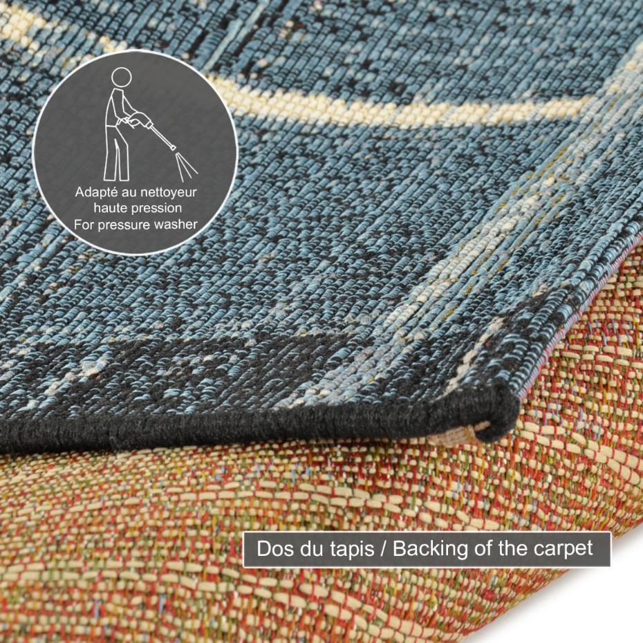 Tapis d'extérieur tissé plat à motifs géométriques - Aurora