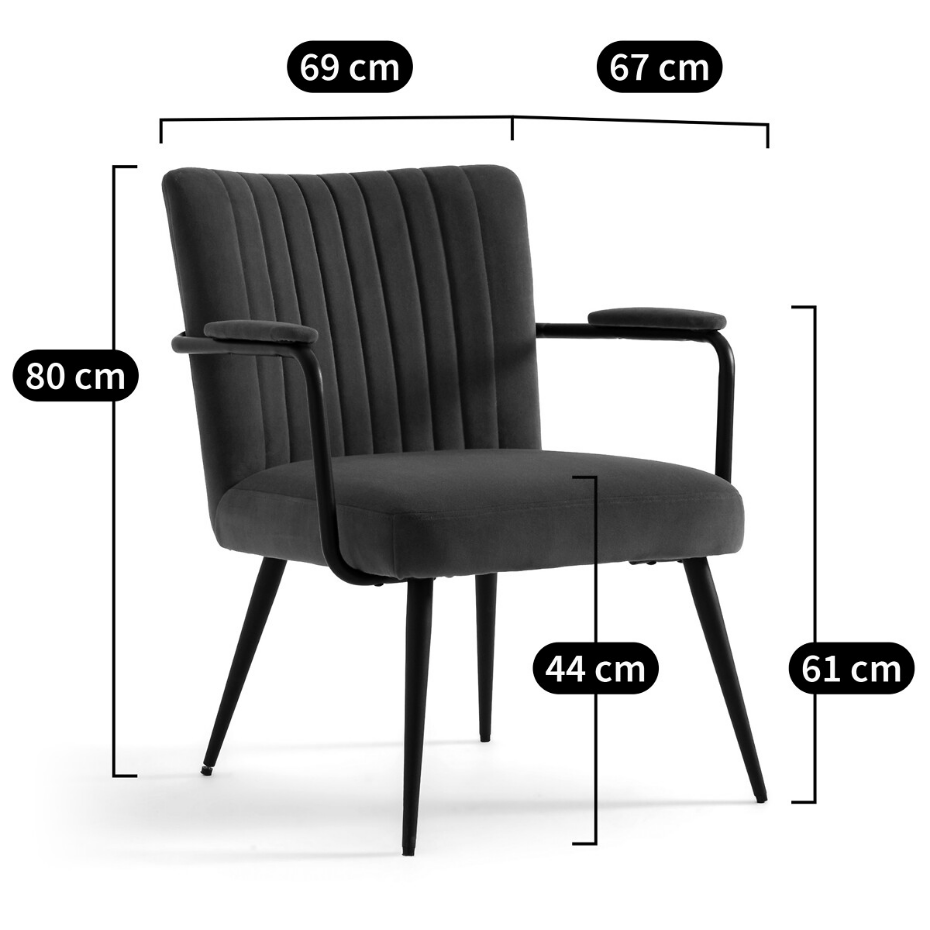 Fauteuil vintage velours avec accoudoirs, Ronara