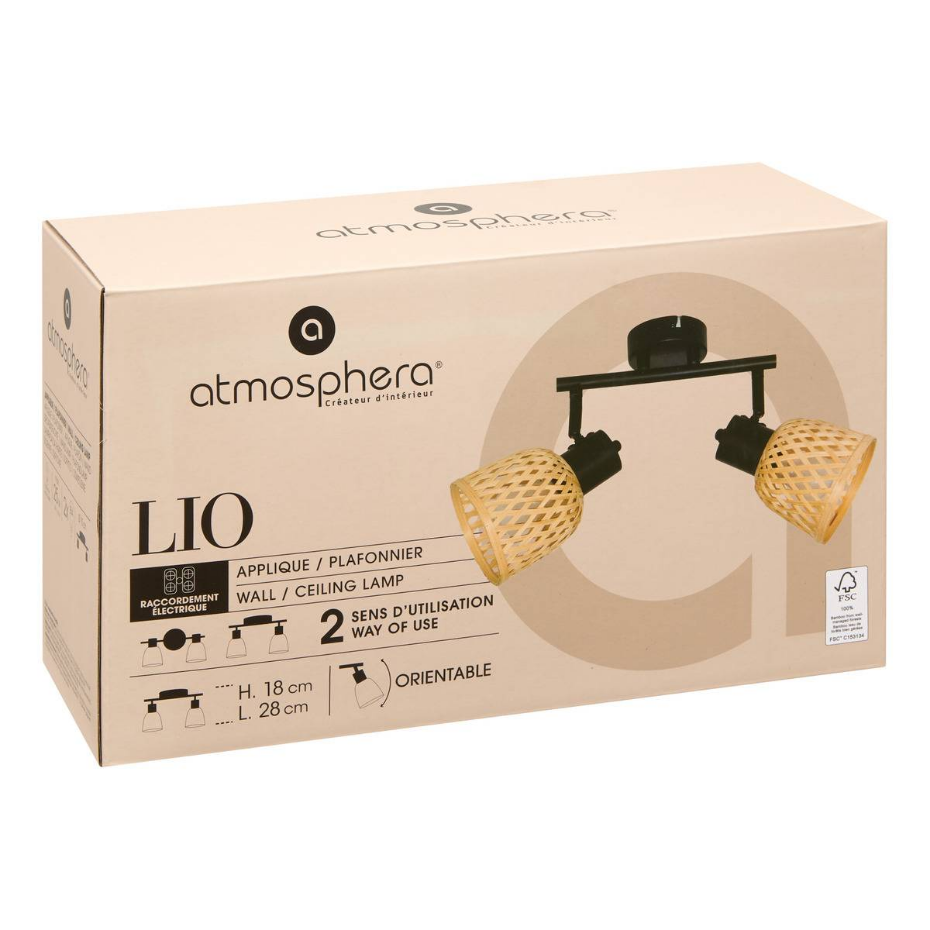 Applique 2 spots orientables bambou LIO