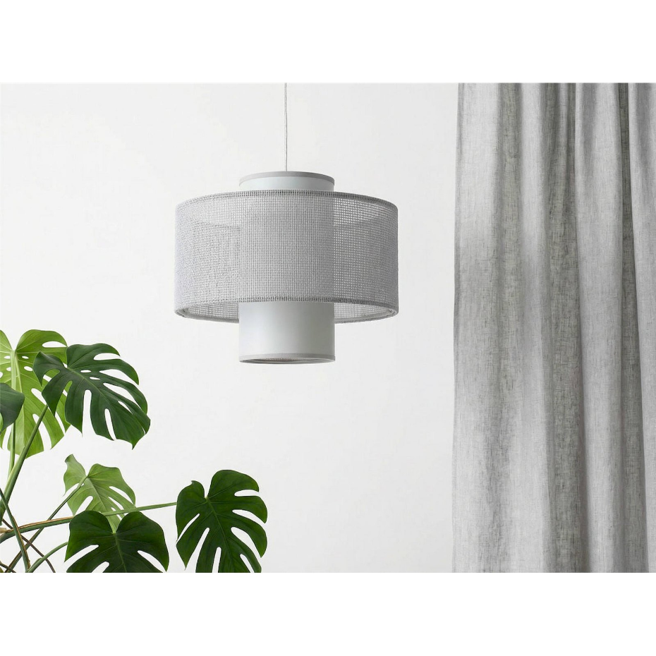 Suspension ronde en jute et lin Twin Light