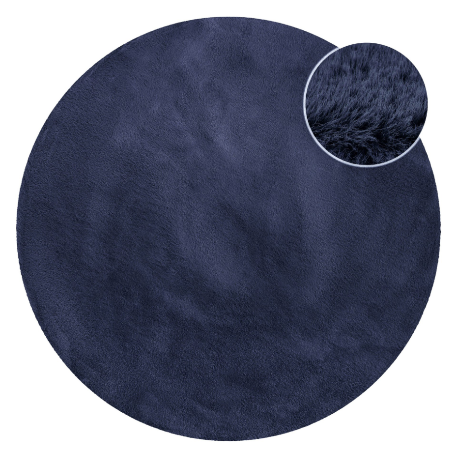 Tapis salon rond doux sensation peau de lapin ,  Anna