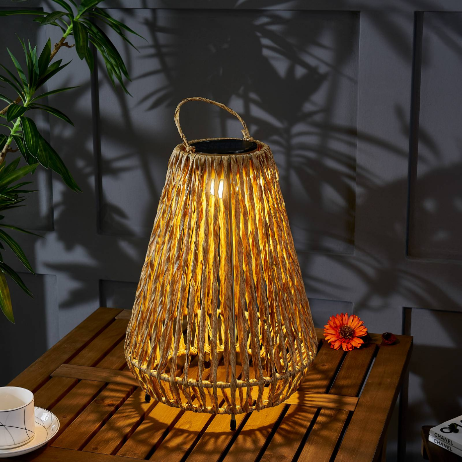 Lampe solaire extérieur en boisLED, Amaria