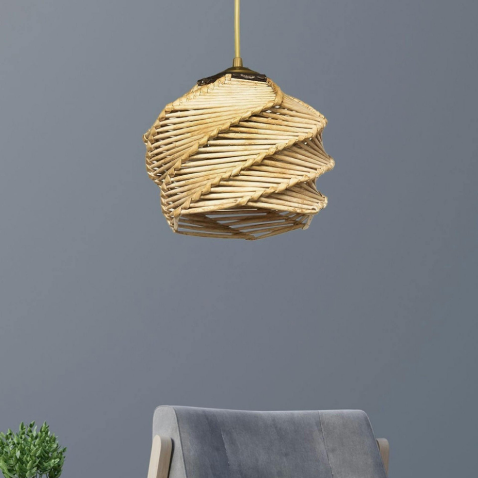 Suspension bohème forme boule - effet bambou OLTEN