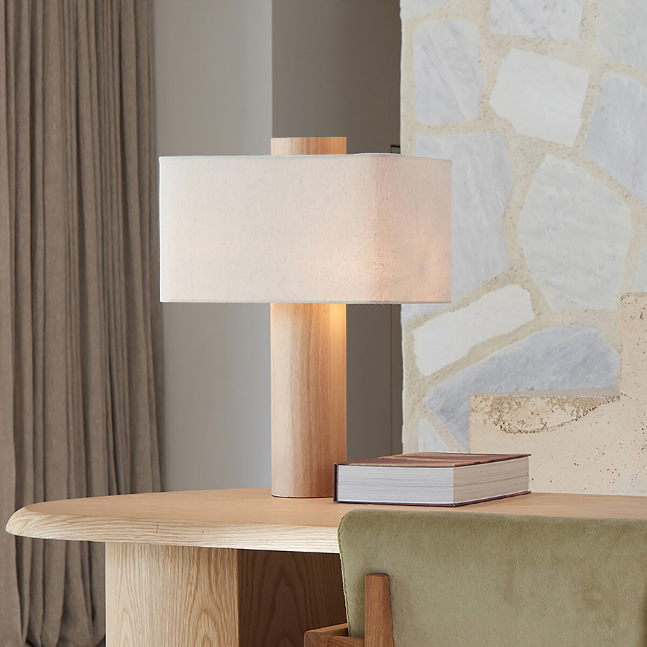 Lampe à poser en chêne et lin, Dryade