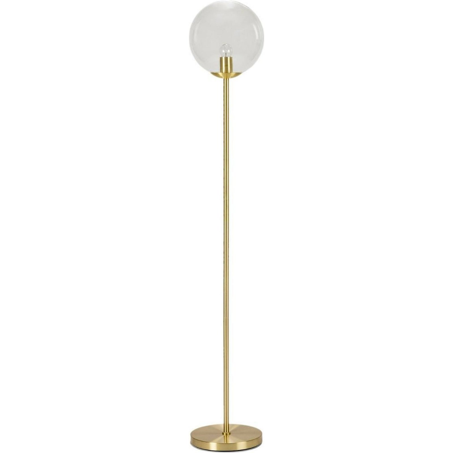 Lampadaire en métal rond avec diffuseur en verre transparent