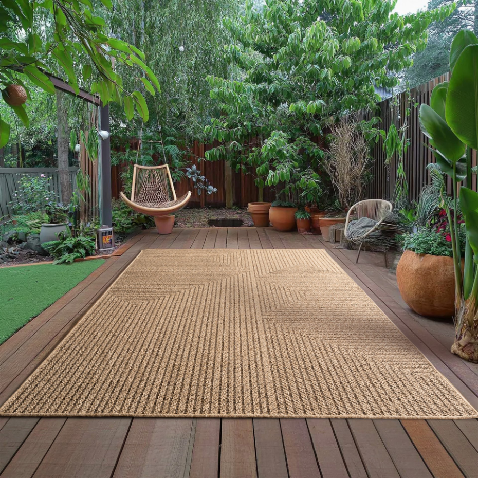 Tapis design intérieur extérieur effet jute LINORA