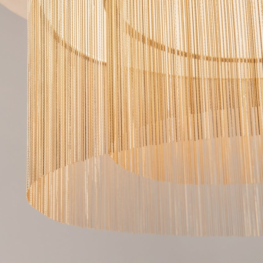 Plafonnier moderne LED – double rang de franges dorées AMOS