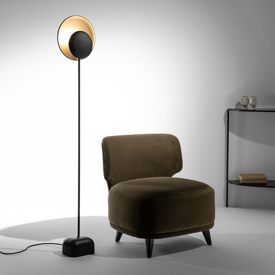 Lampadaire, réflecteurs noir et moka, Naton