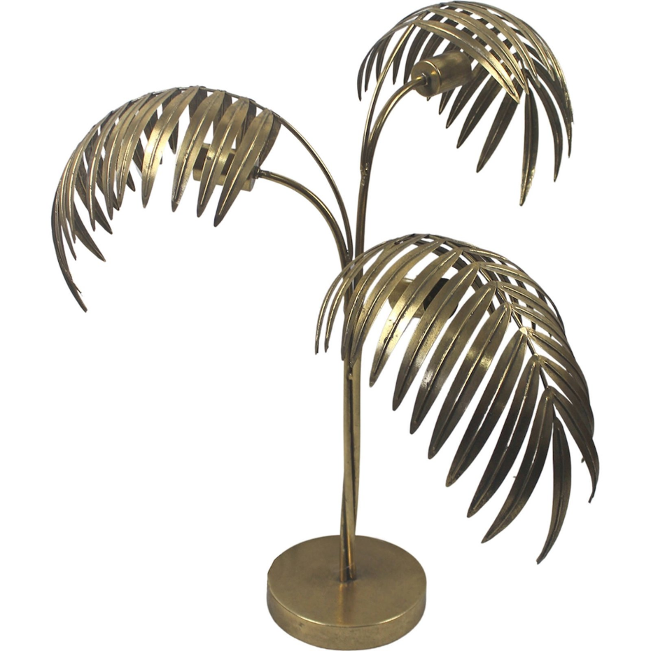 Lampe de table en métal feuilles rondes finition bronze