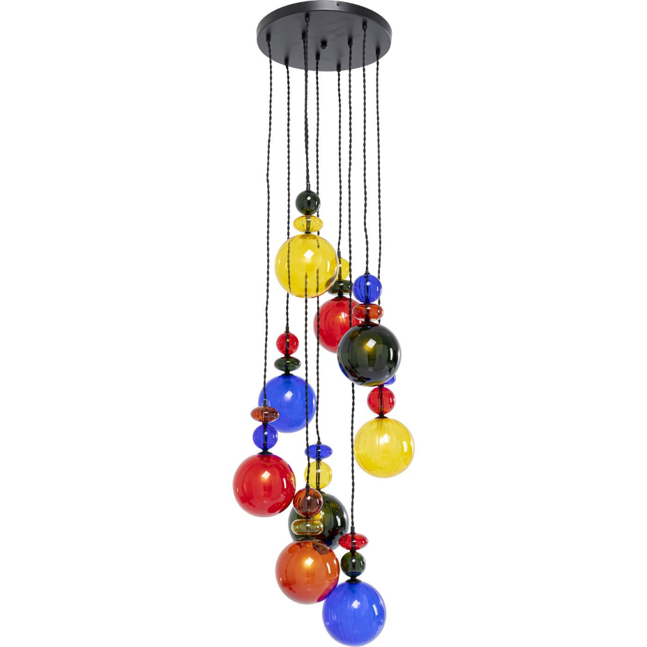 Suspension en verre et acier 9 abat-jours, MAZZO