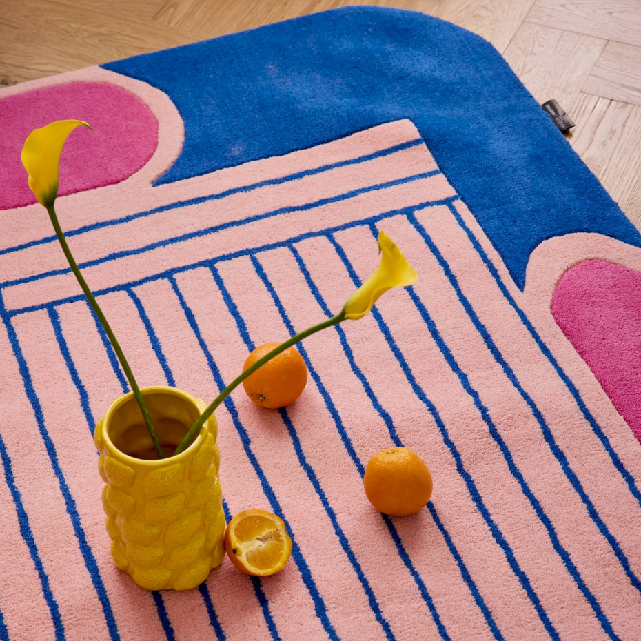 Tapis rectangulaire en laine et coton Nuage sucré