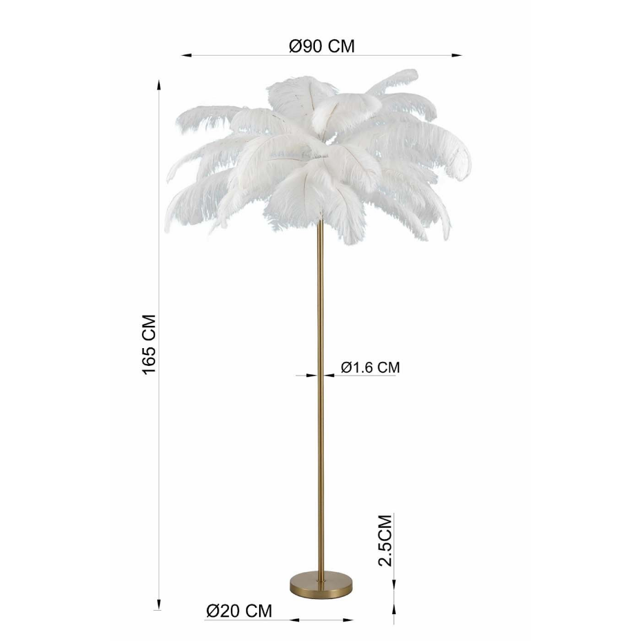 Lampadaire plumes 165cm marron