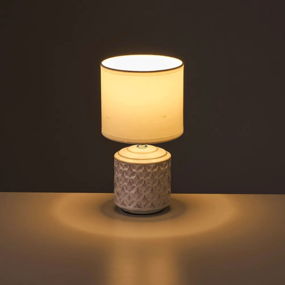Lampe à poser ronde céramique blanche 15x15x28cm