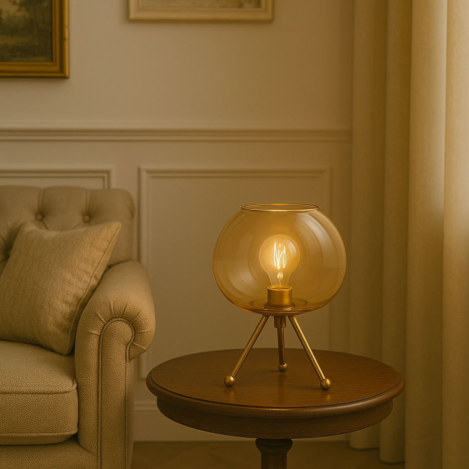 Lampe en verre et acier, SPHERE