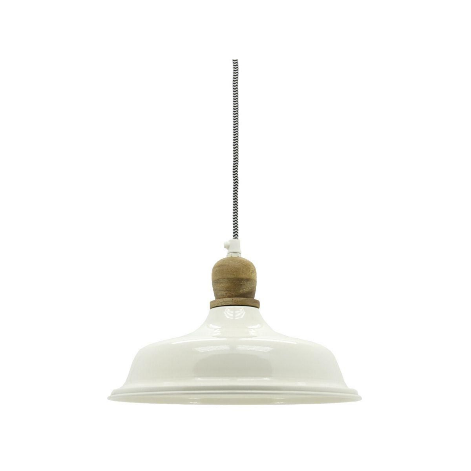 Suspension en métal et bois Ø 26 blanc