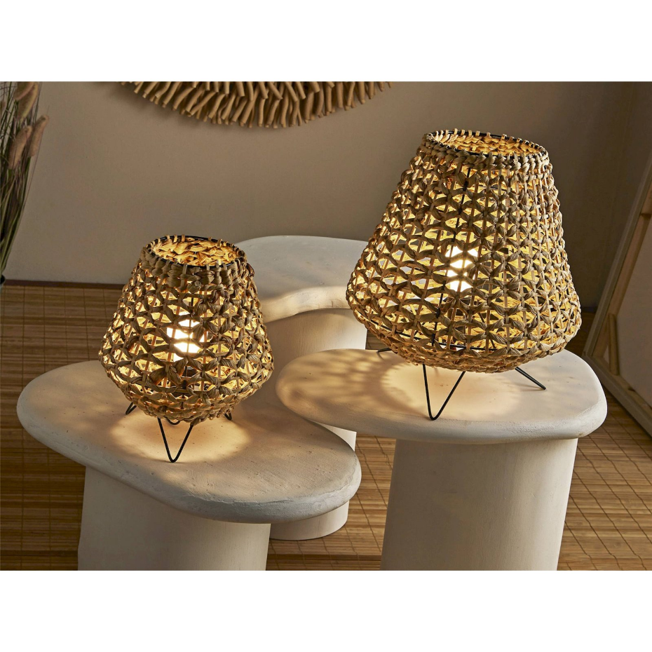 Lampe de table en jacinthe d eau et métal ronde