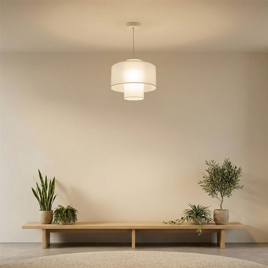 Suspension ronde en jute et lin Twin Light