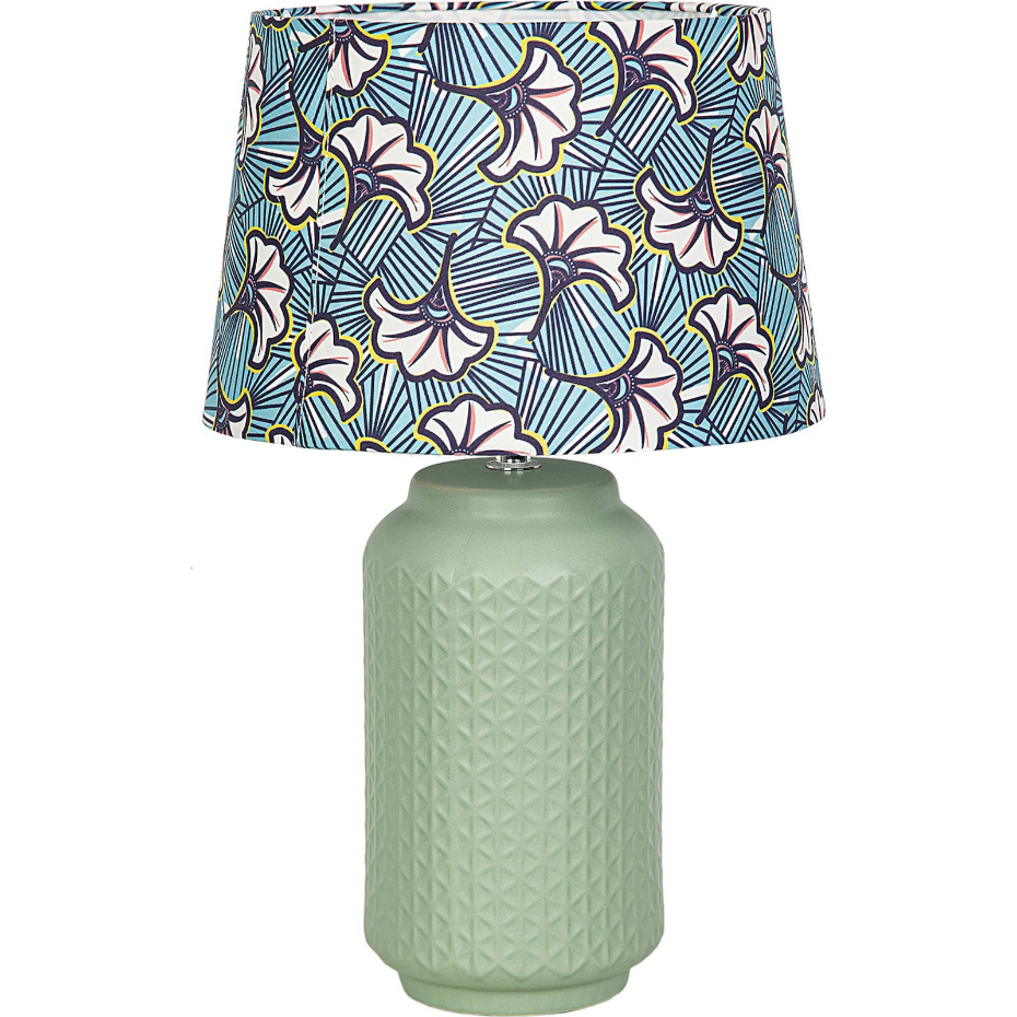 Lampe de salon en céramique avec abat-jour floral