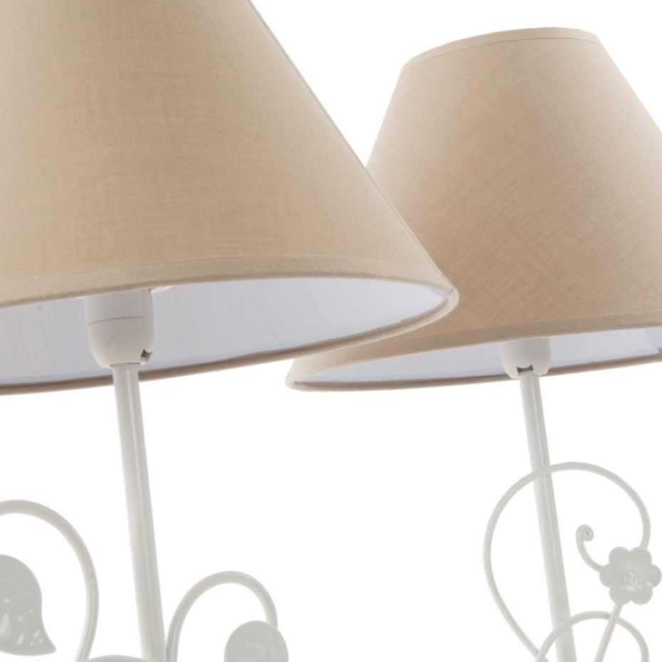 Set de 2 lampes à poser en métal blanc et abat-jours beige feuillage