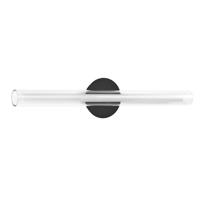 Grande Applique Tube Led Oslo Noir Et Verre Transparent