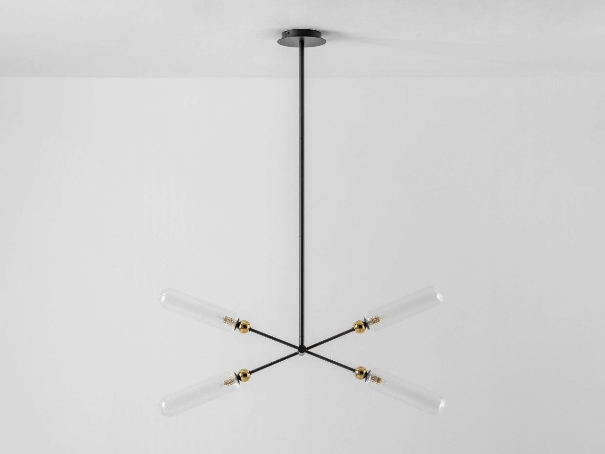 Plafonnier lustre en verre strié