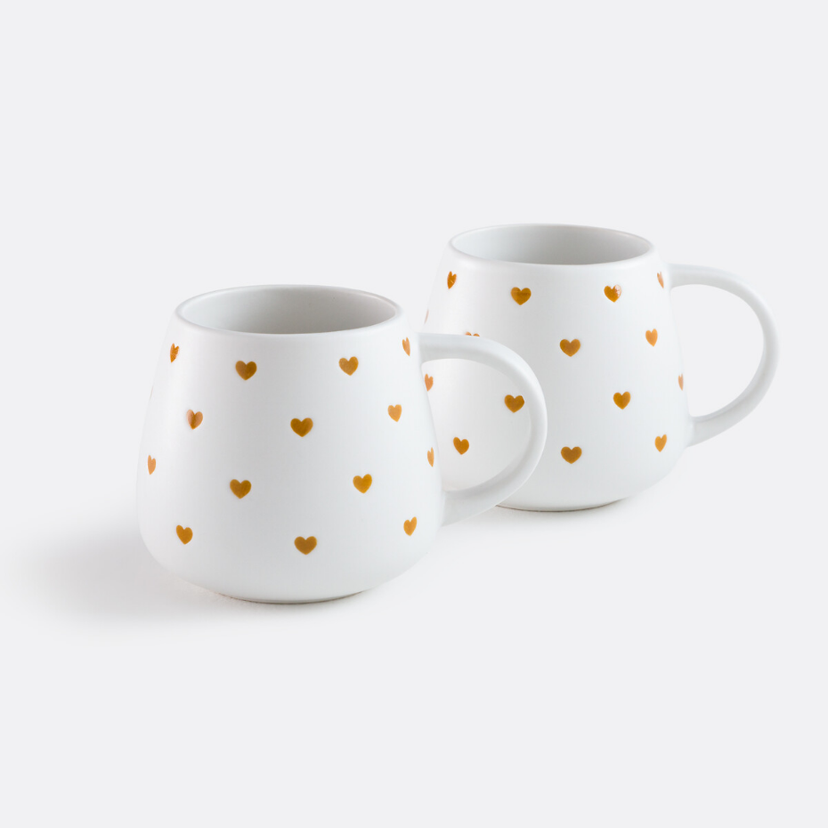 Lot de 2 mugs imprimé cœurs, SCACCO