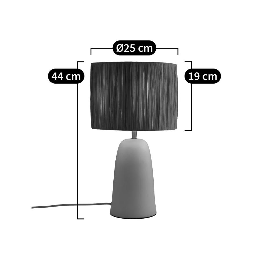 Lampe à poser en terracotta et raphia, Neven