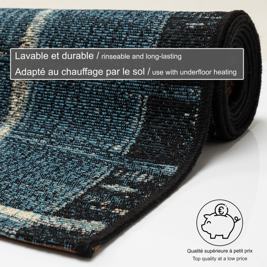 Tapis d'extérieur tissé plat à motifs géométriques - Aurora
