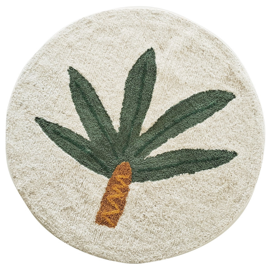 Tapis enfant rond en coton tufté PALMIER