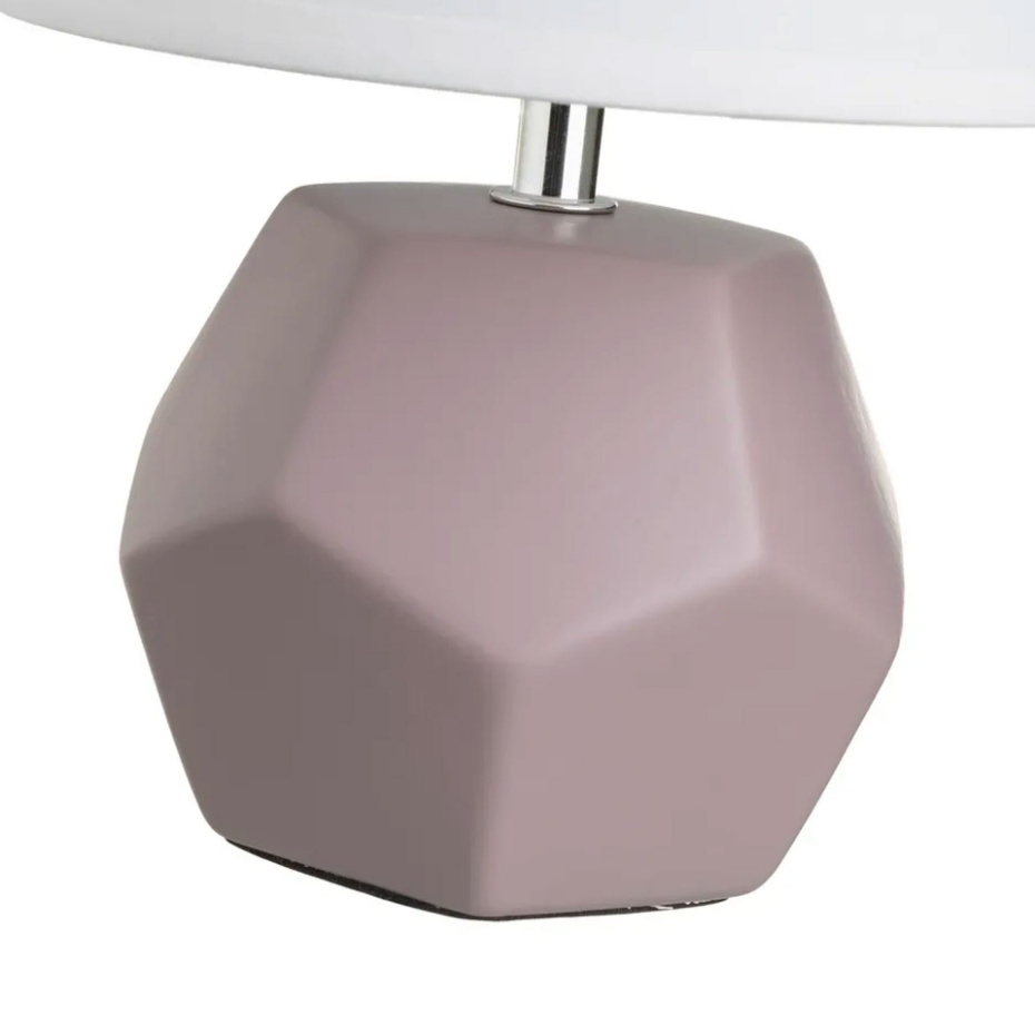 Lampe à poser céramique mauve et abat jour blanc 18x18x26cm