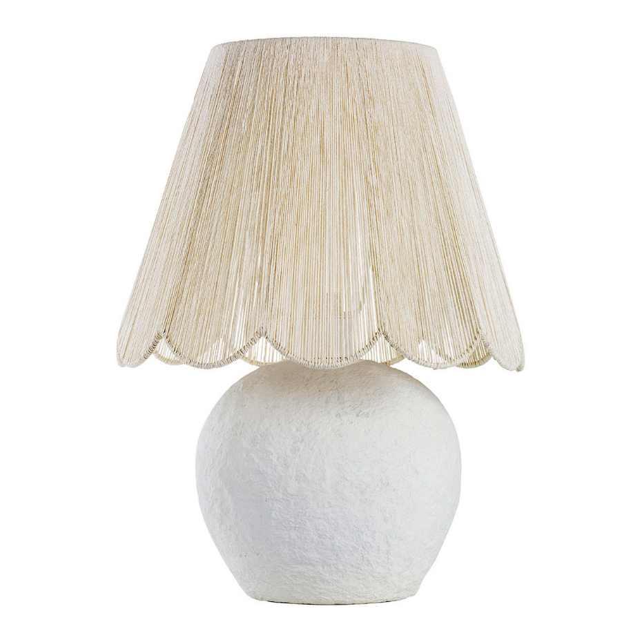 Lampe NORA papier mâché et AJ conique jute