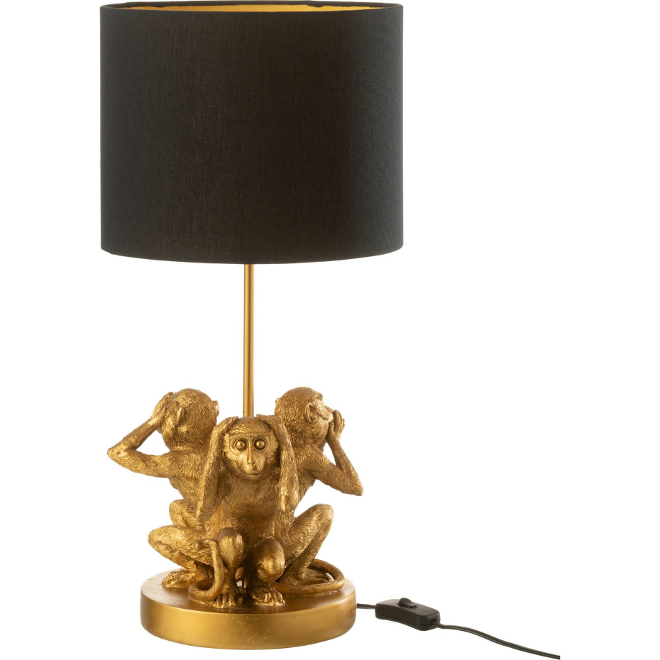 Lampe de table en résine motif singe avec abat-jour