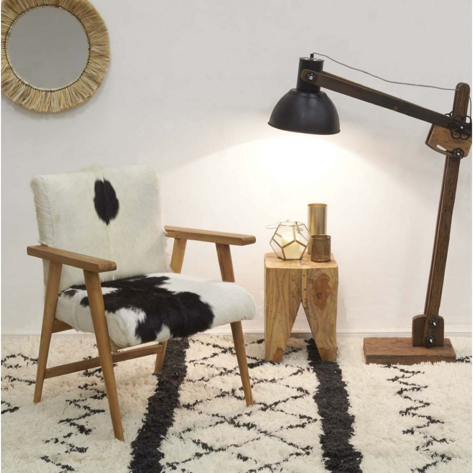 Lampe haute en bois recyclé et métal teinté Archi