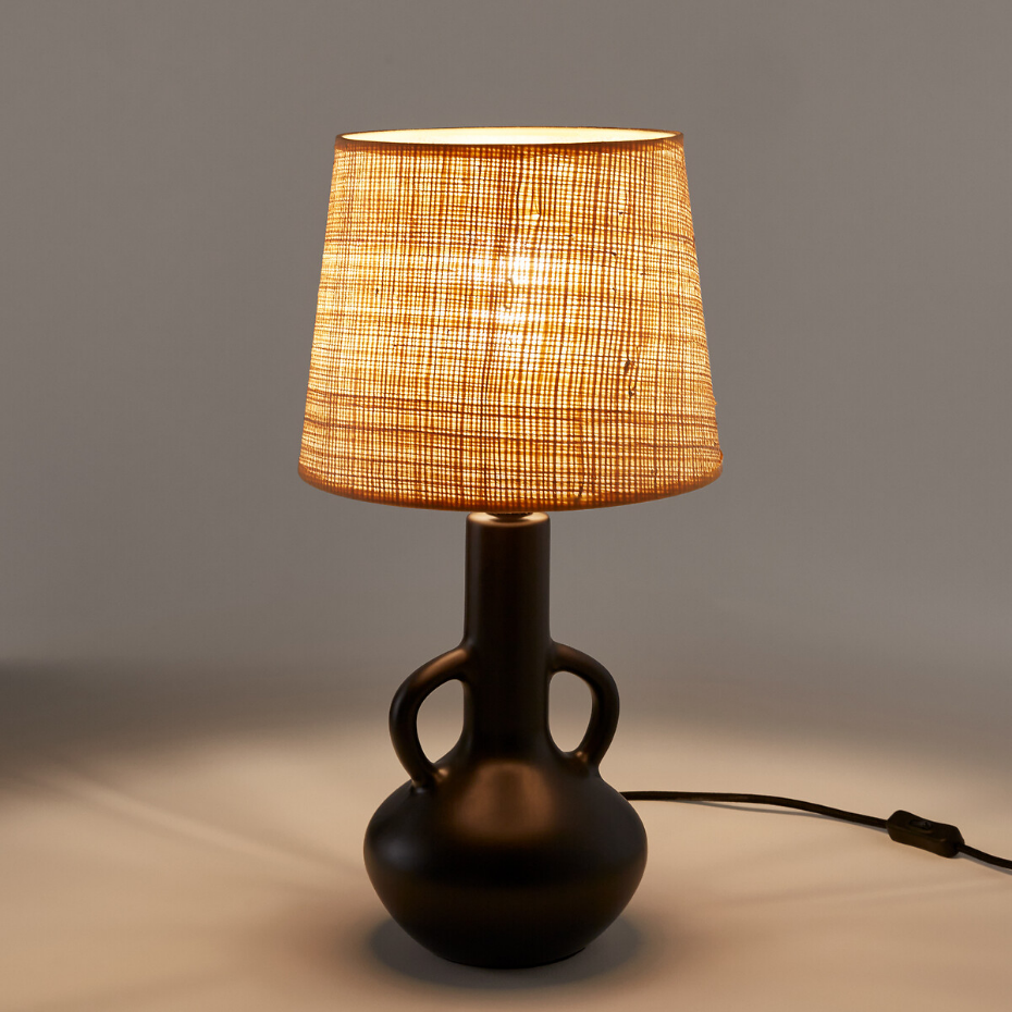 Lampe à poser céramique et raphia, Balsa