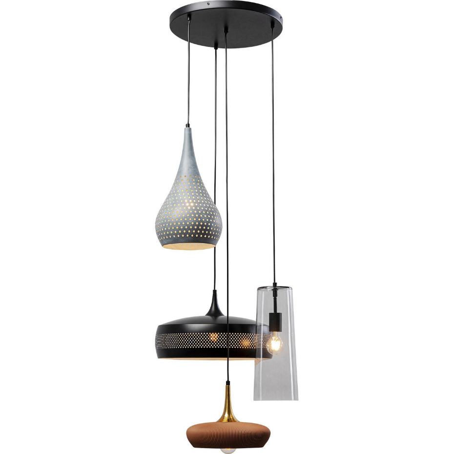 Suspension ronde en acier et verre, MELANGE