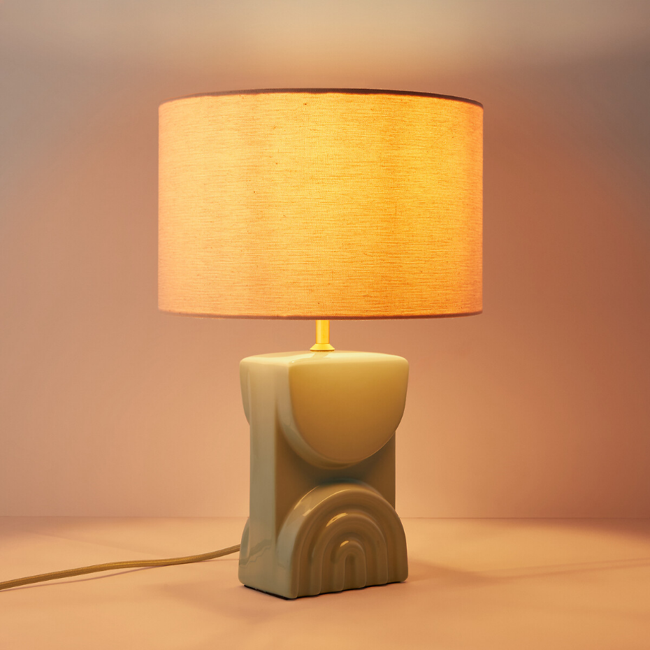 Lampe à poser céramique et lin, Topia