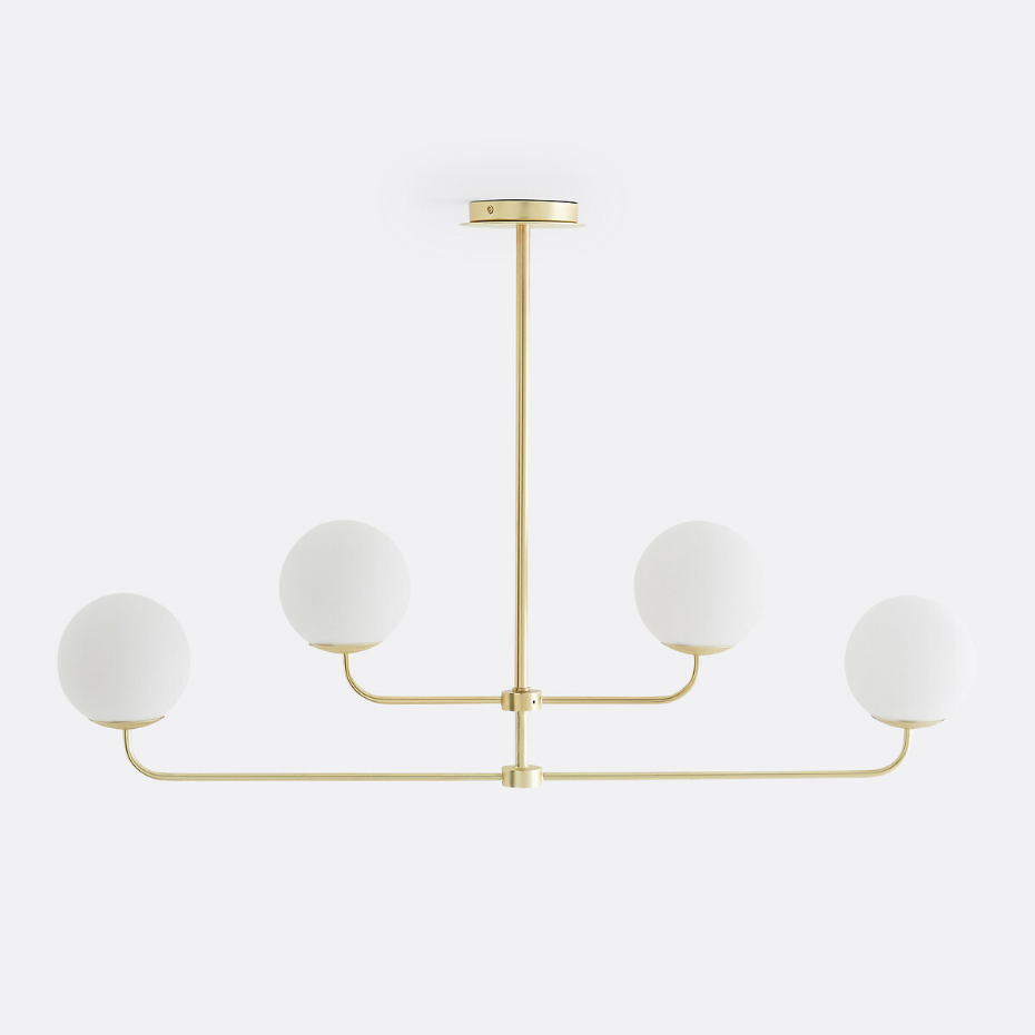Suspension laiton et verre opaline, Moricio
