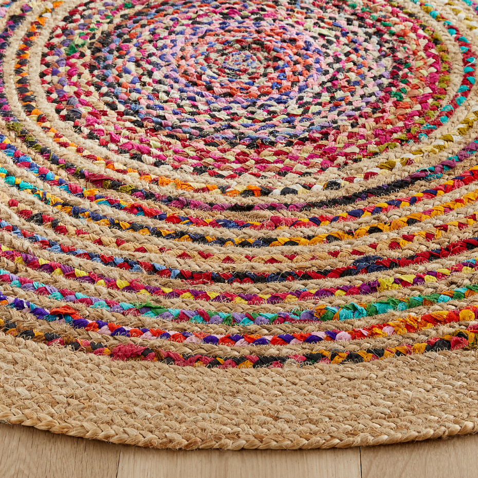 Tapis jute et coton recyclé Ø120 cm, Jaco